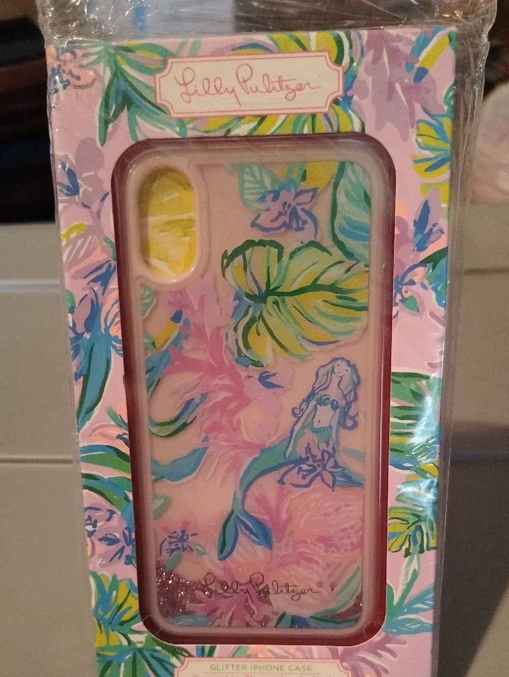 Lilly Pulitzer Glitter Phone Case For X/XS iPhone- Mermaid/Multicolor Floral